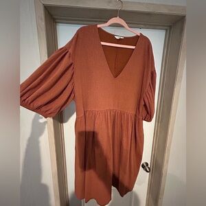 Terra & Sky Puff Sleeve Dress